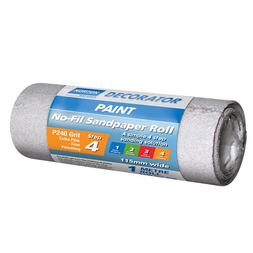 Norton No-Fil Sanding Roll for Paint 115mm x 1m (240 grit)